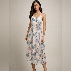 LUSH Faux Wrap High Low Dress L